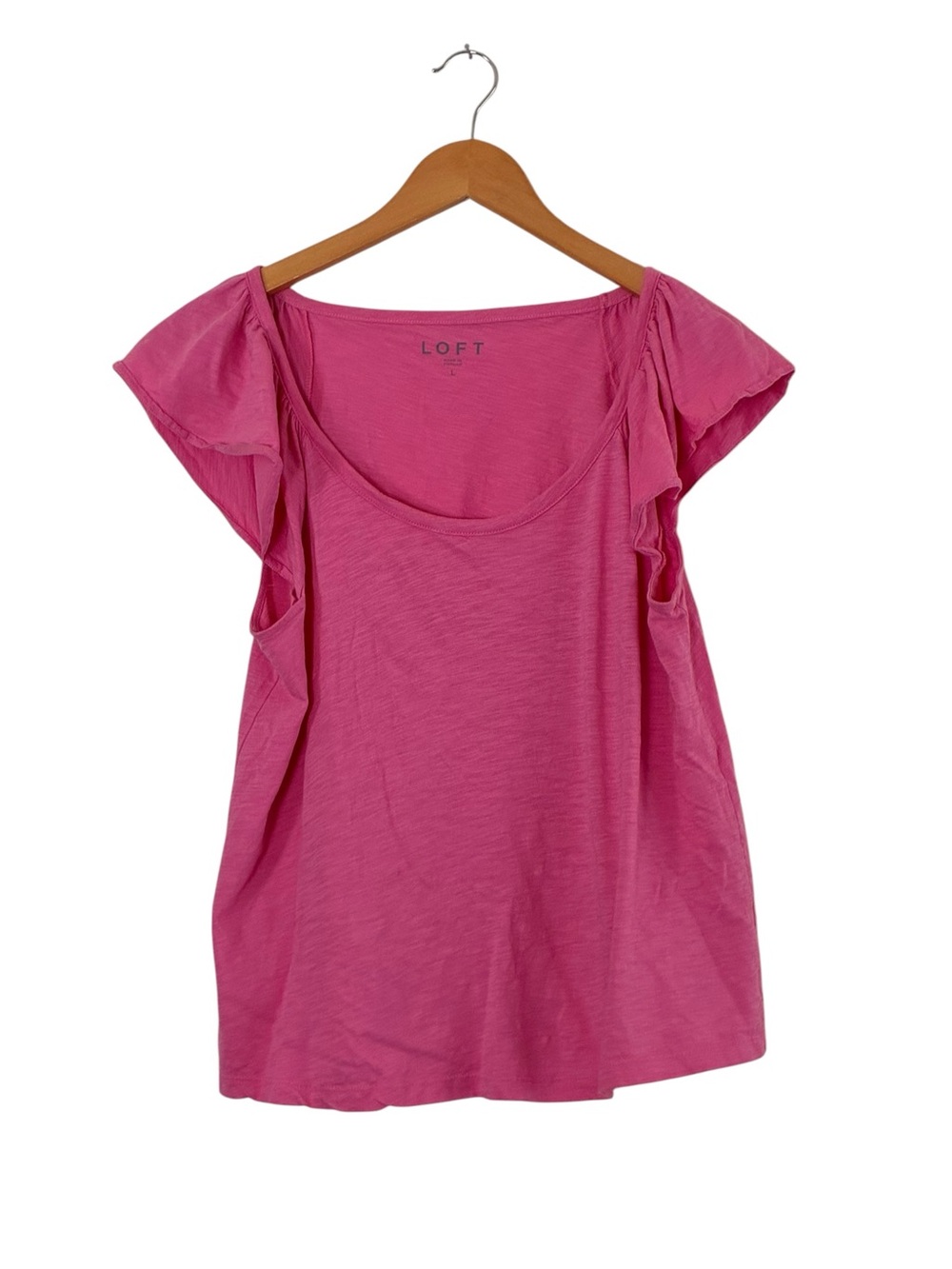 LOFT | Pink flutter sleep cotton scoop neck short sleeve t-shirt size large